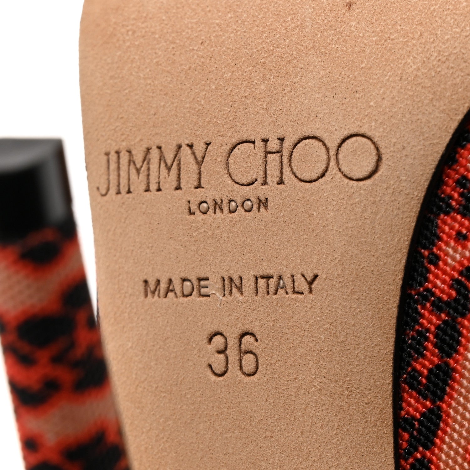 Jimmy Choo Fabric Snake Printed Anouk Pumps 36 Mandarin Red Mix 7 of 7