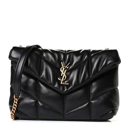 Saint Laurent Lambskin Quilted Toy Loulou Puffer Monogram Chain Satchel Black 1 of 6