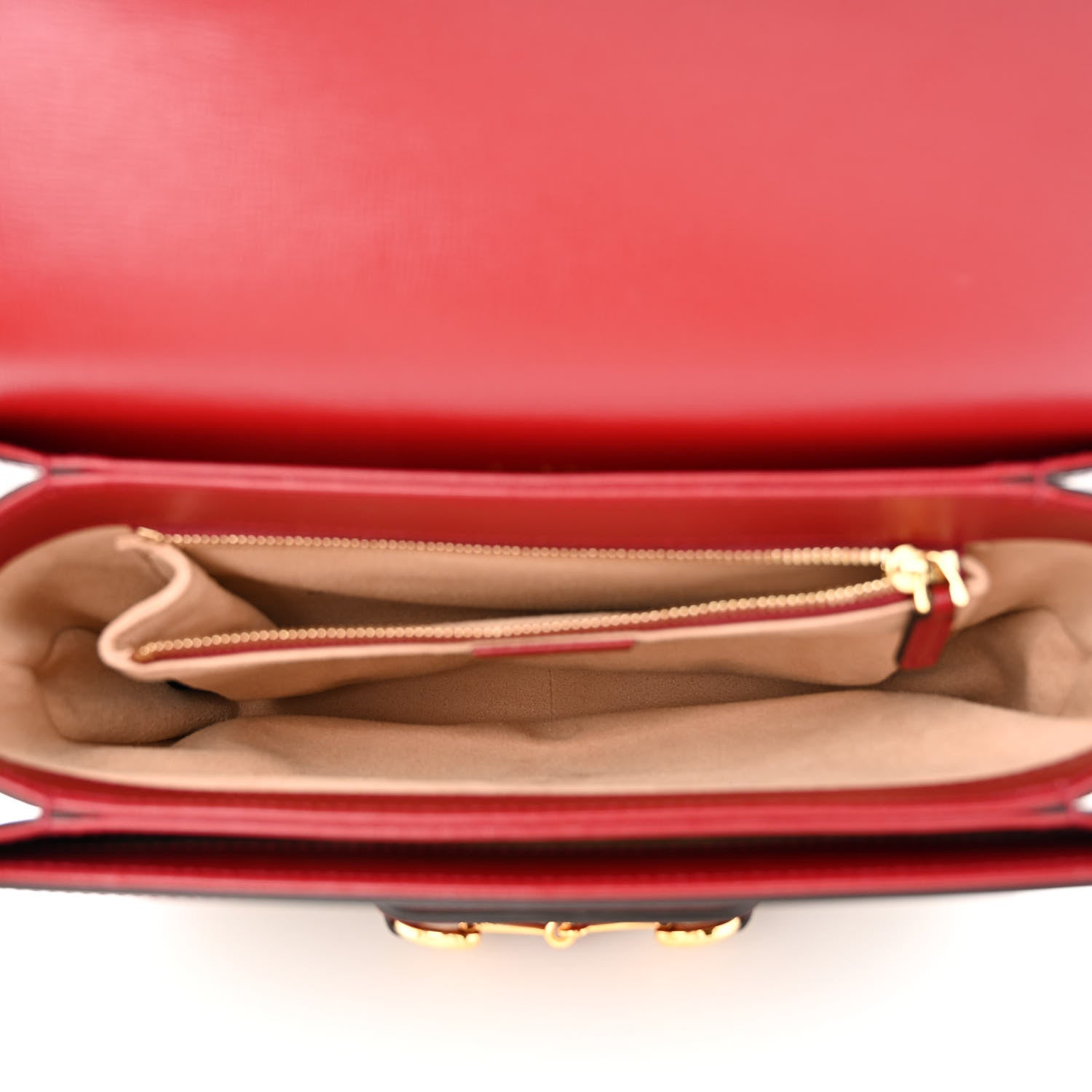 Gucci GG Supreme Monogram Azalea Calfskin Horsebit 1955 Shoulder Bag Beige Ebony New Cherry Red 5 of 11