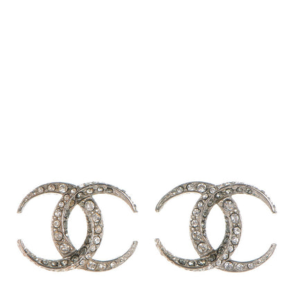 Chanel Crystal CC Moon Earrings Silver 1 of 6