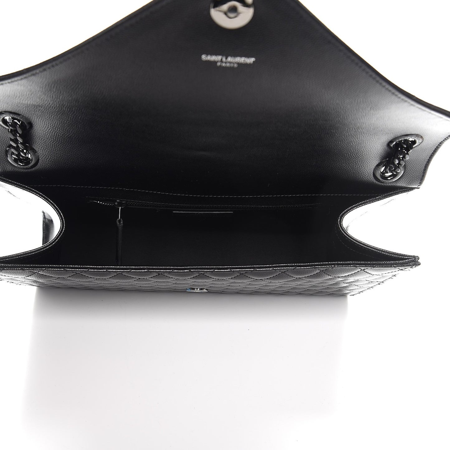 Grain De Poudre Textured Mixed Matelasse Large Triquilt Monogram Monochrome Satchel Black