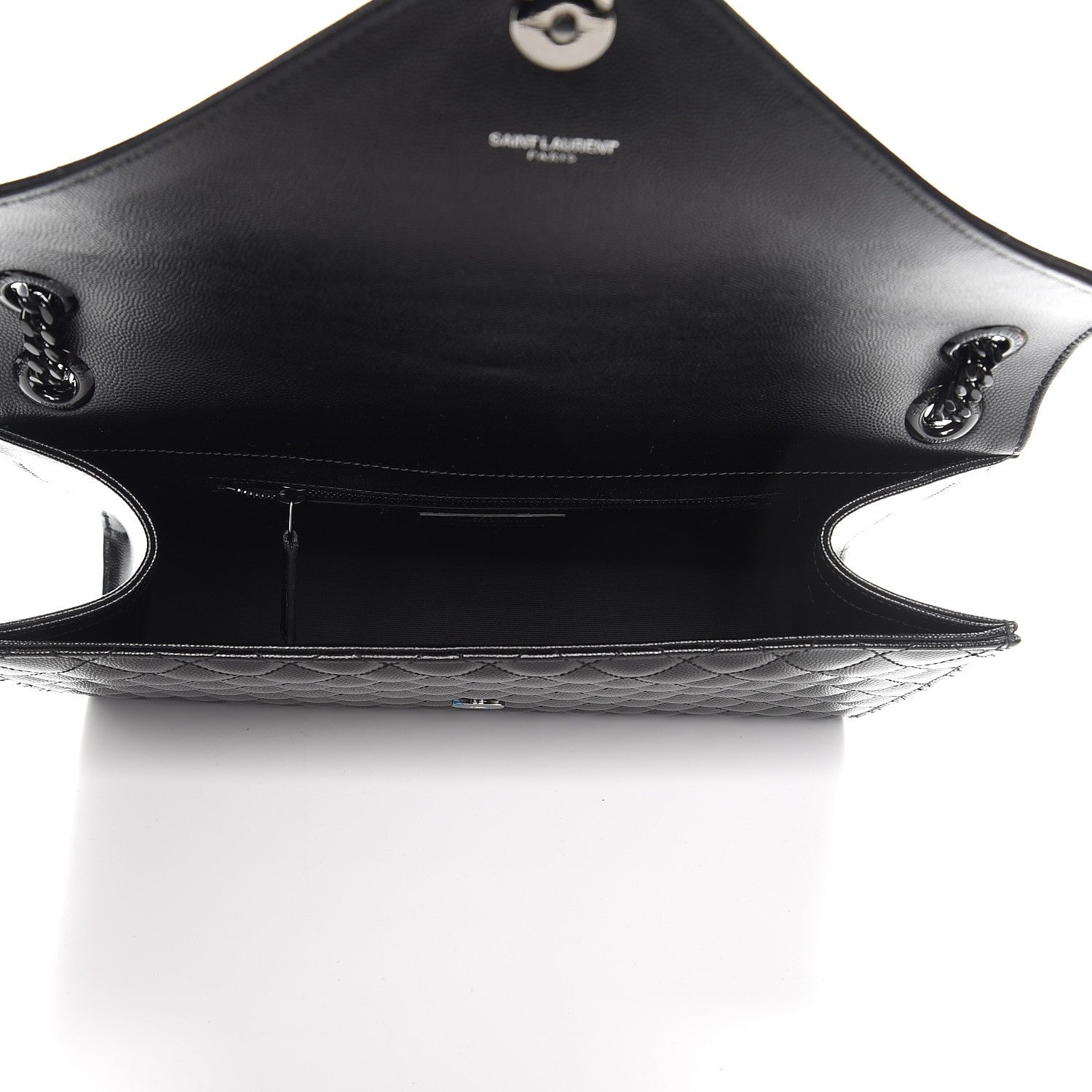 Saint Laurent Grain De Poudre Textured Mixed Matelasse Large Triquilt Monogram Monochrome Satchel Black 5 of 8