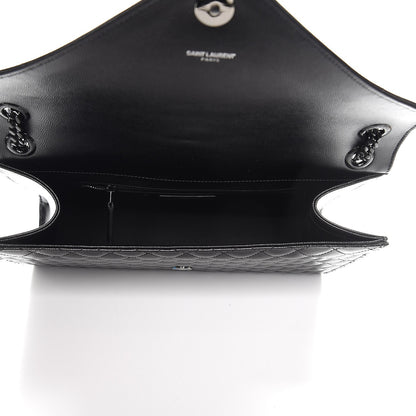 Saint Laurent Grain De Poudre Textured Mixed Matelasse Large Triquilt Monogram Monochrome Satchel Black 5 of 8
