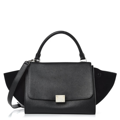 Celine Drummed Calfskin Suede Small Trapeze Black 1 of 13