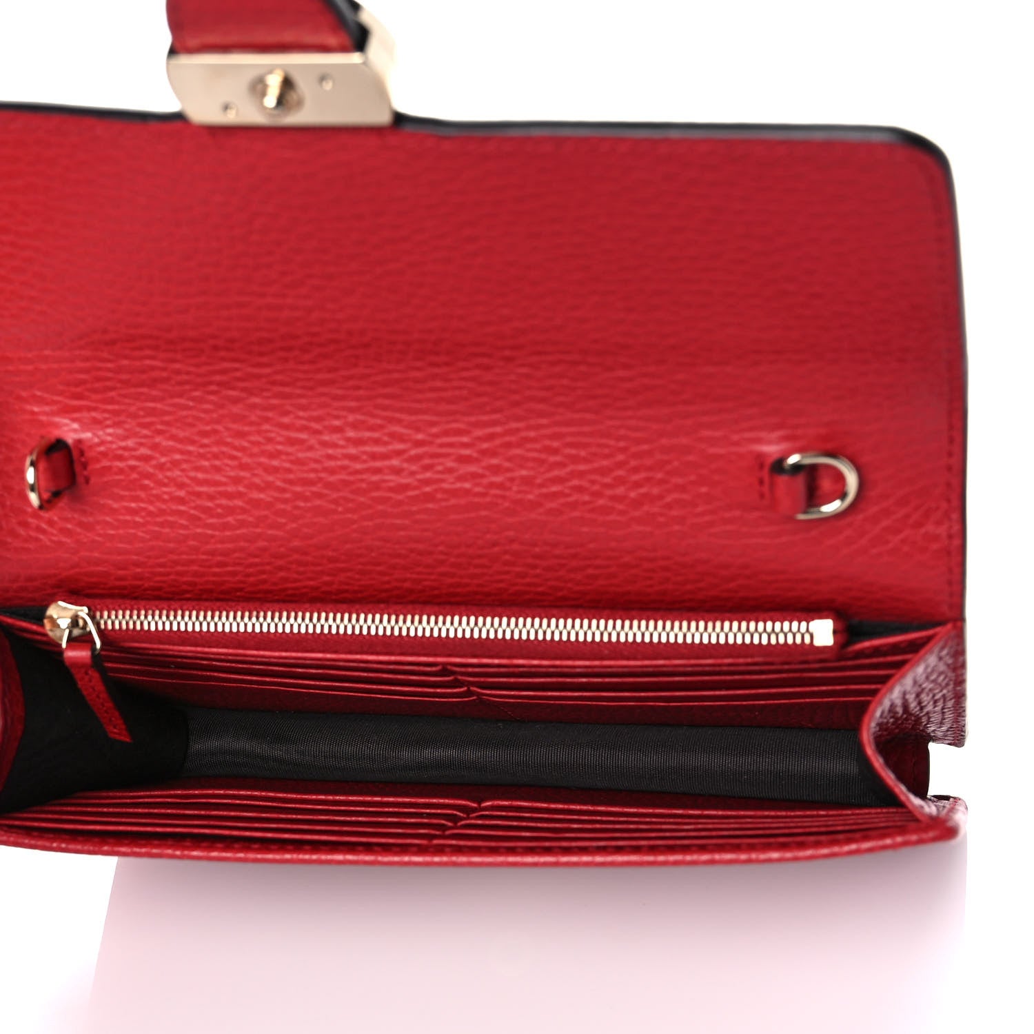 Gucci Dollar Calfskin Interlocking G Chain Wallet Red 5 of 12