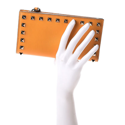 Valentino Garavani Calfskin Rockstud Continental Wallet Mandarin Sorbet 2 of 8