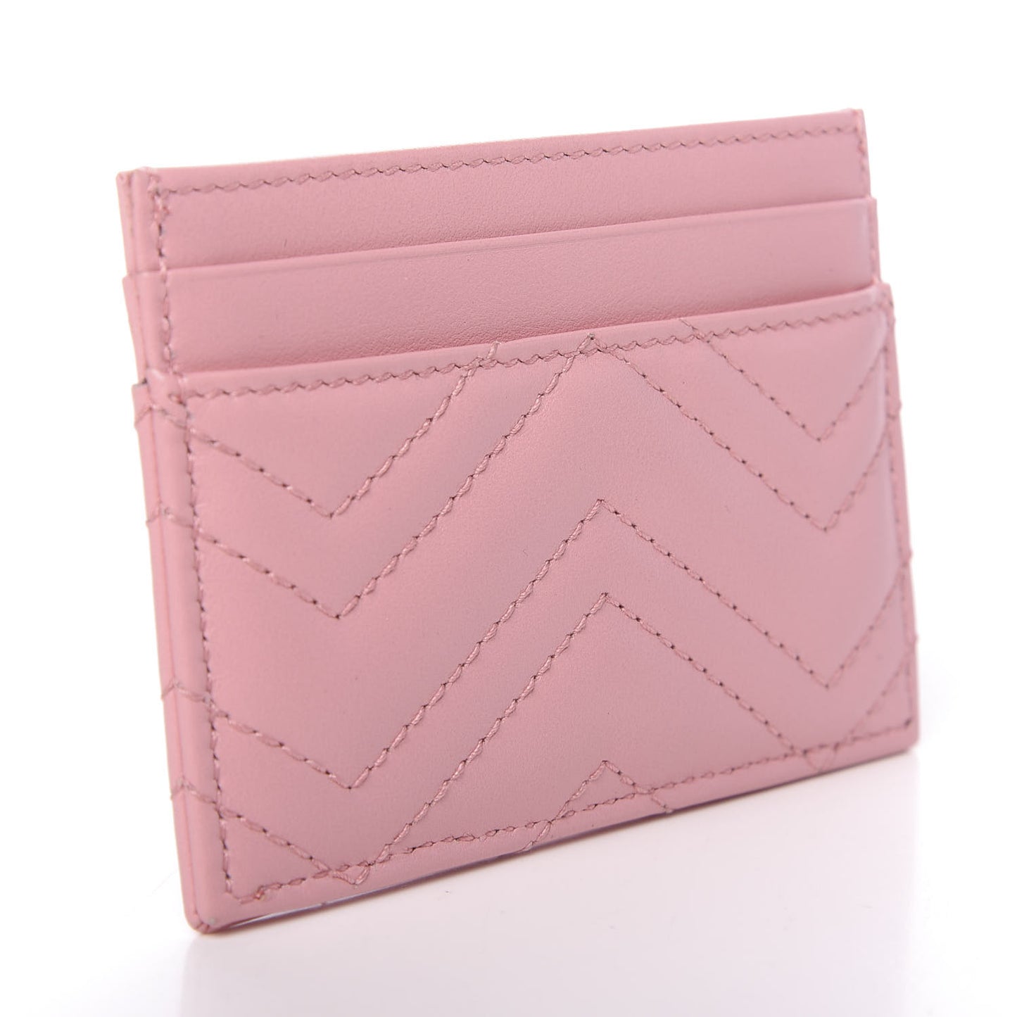 Calfskin Matelasse GG Marmont Card Holder Wild Rose