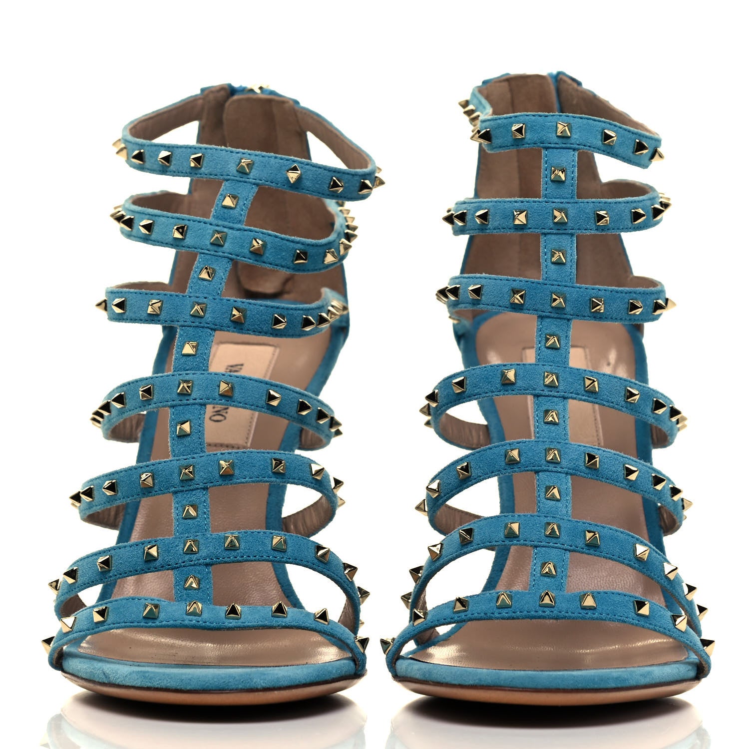 Valentino Garavani Suede Lovestud Caged 90mm Sandals 38 Cerulean 2 of 7