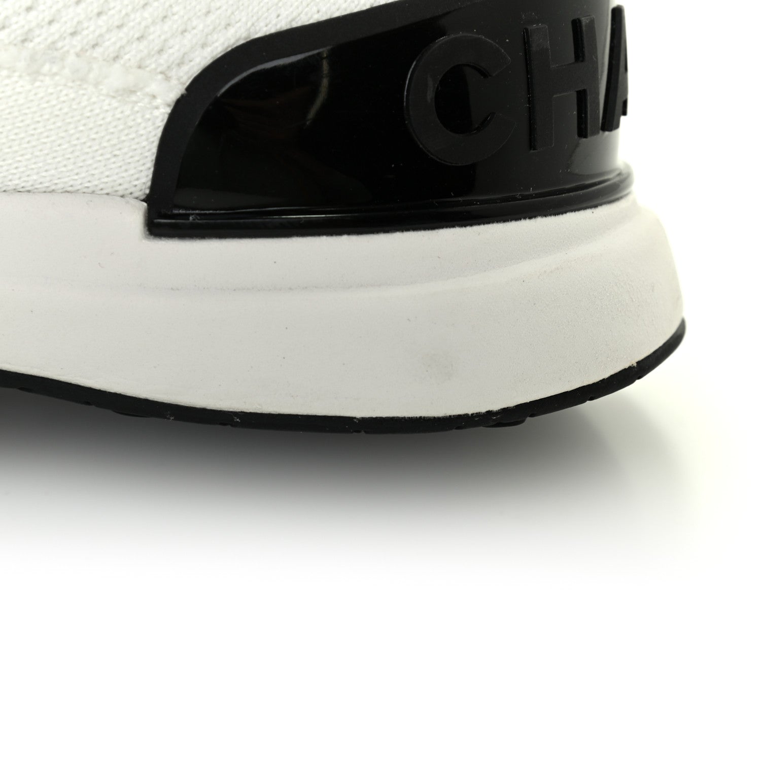 Chanel Fabric Suede Calfskin Stretch CC Sneakers 36 White Black 10 of 11