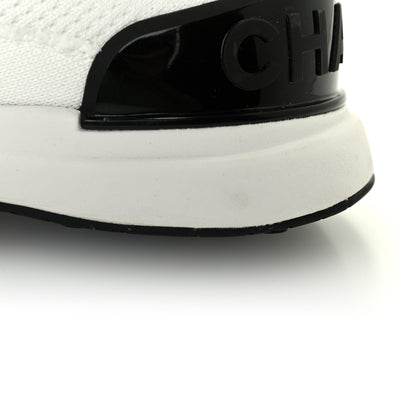 Chanel Fabric Suede Calfskin Stretch CC Sneakers 36 White Black 10 of 11