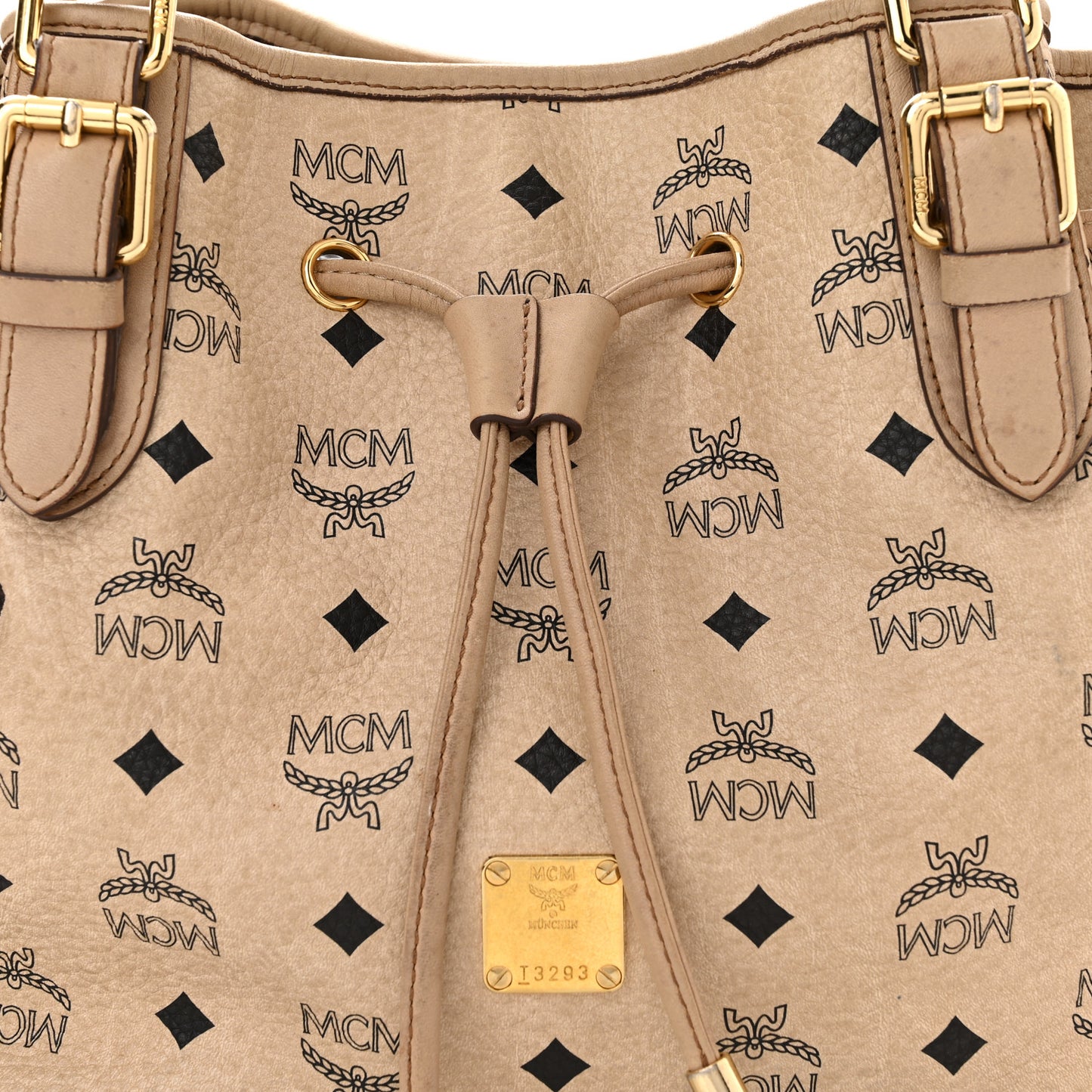 Visetos Drawstring Bucket Bag Beige