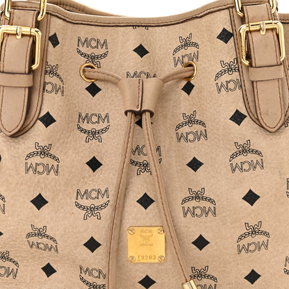 MCM Visetos Drawstring Bucket Bag Beige 8 of 14