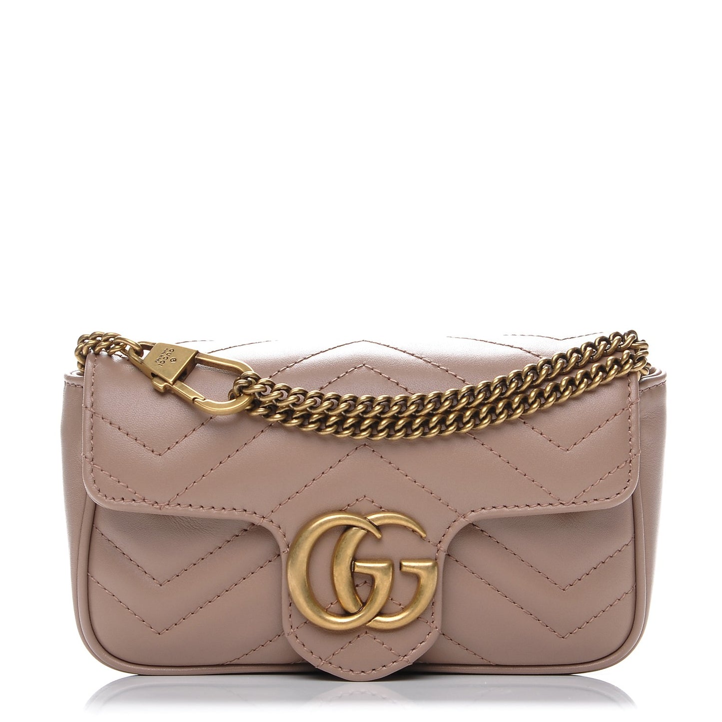 Calfskin Matelasse Super Mini GG Marmont Shoulder Bag Porcelain Rose