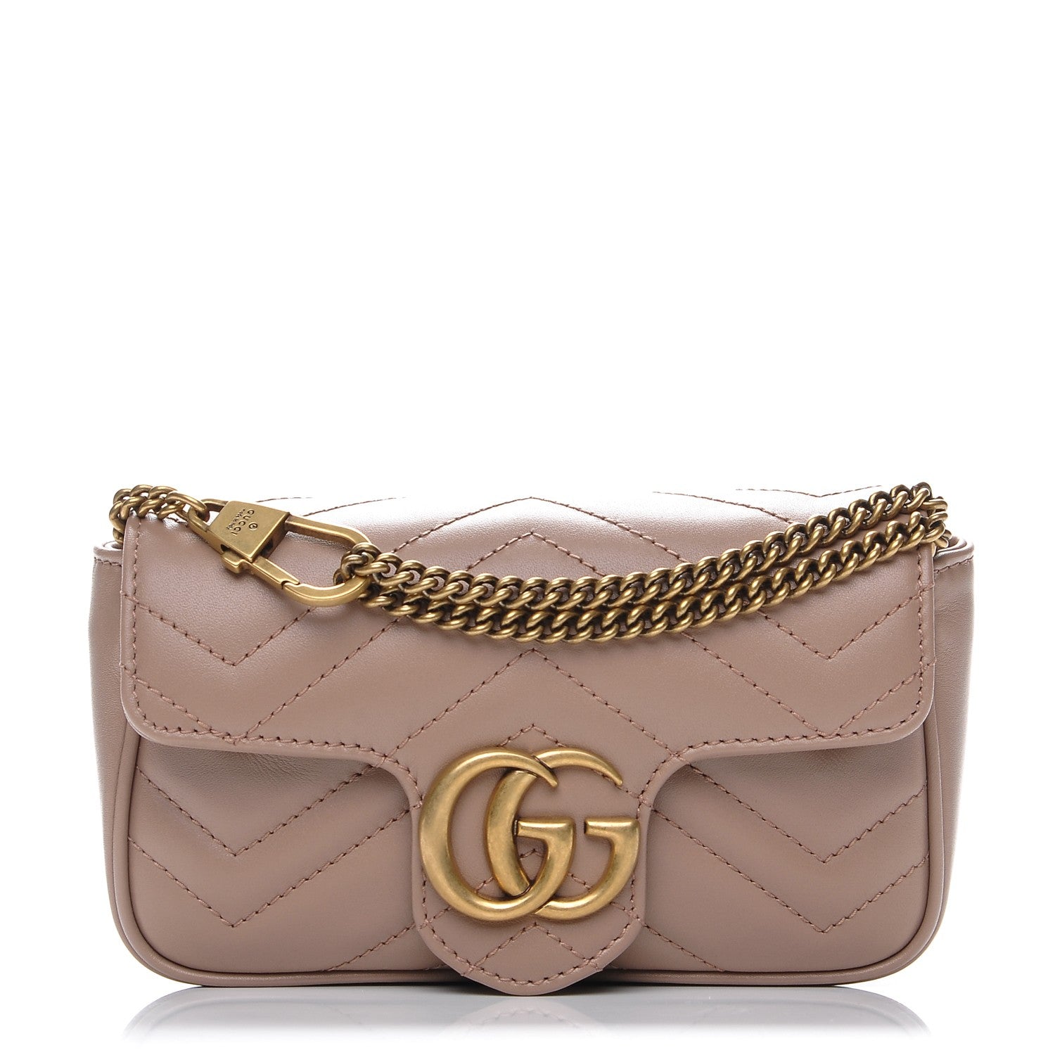 Gucci Calfskin Matelasse Super Mini GG Marmont Shoulder Bag Porcelain Rose 1 of 9