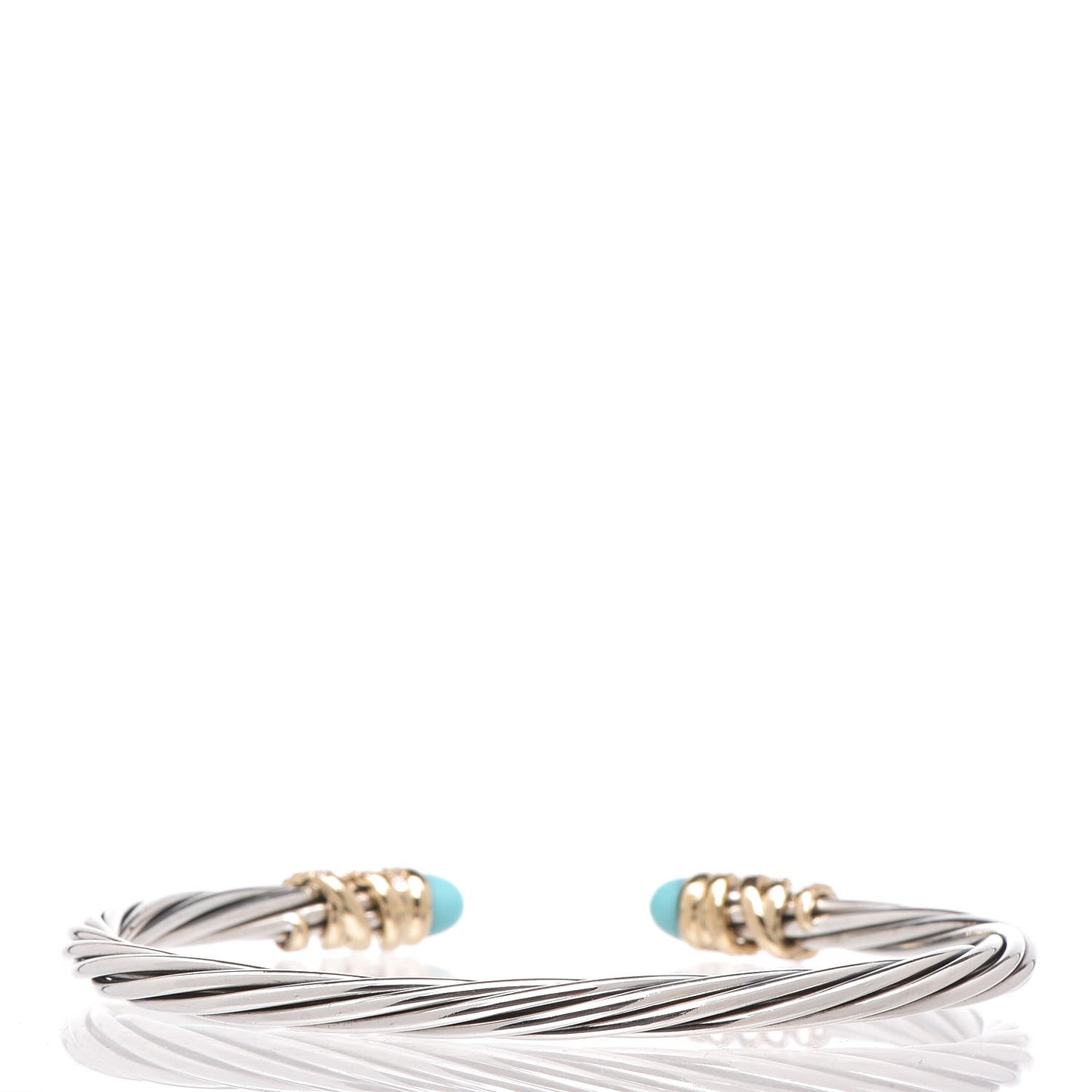 Sterling Silver 18K Yellow Gold Diamond Turquoise Helena Cuff Bracelet