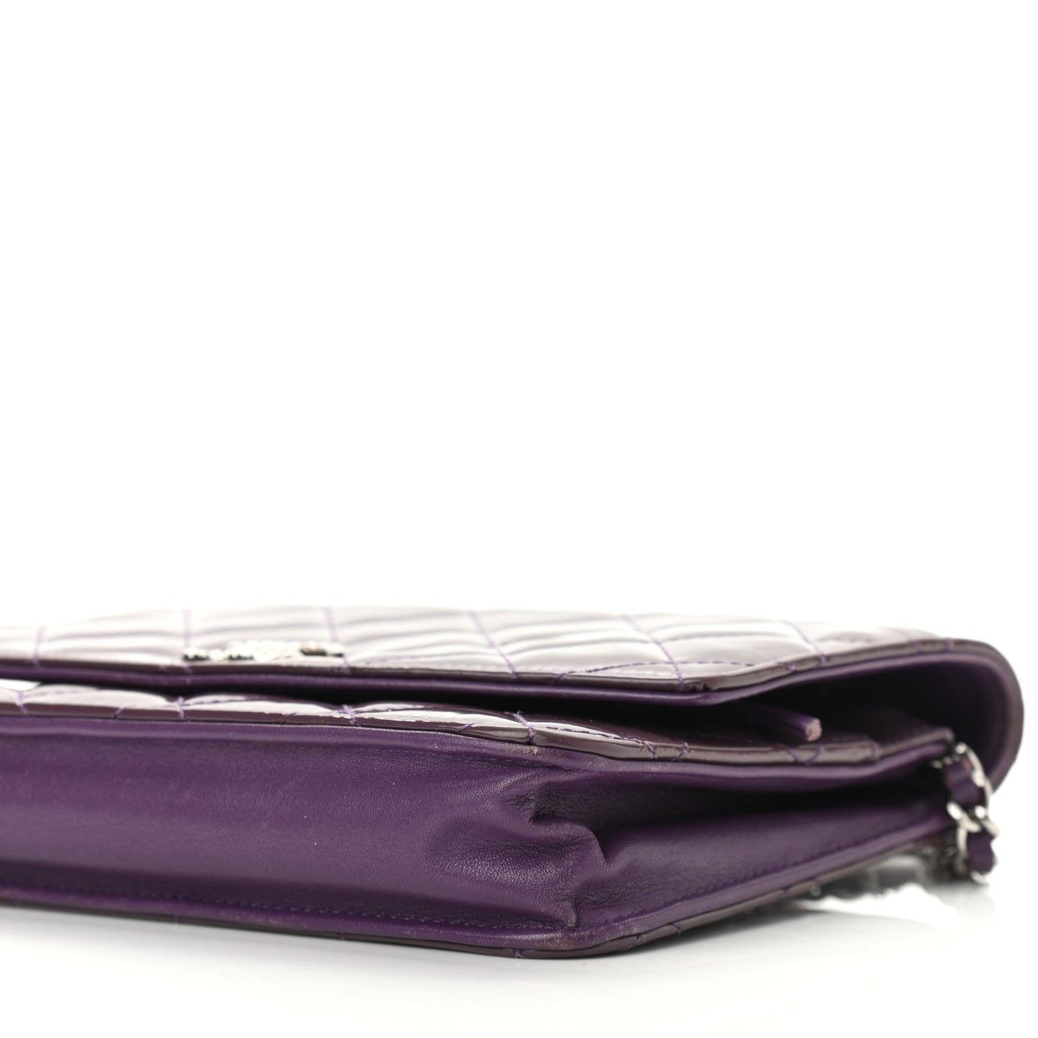 Chanel Patent Quilted Brilliant Wallet On Chain WOC Violet 11 of 12