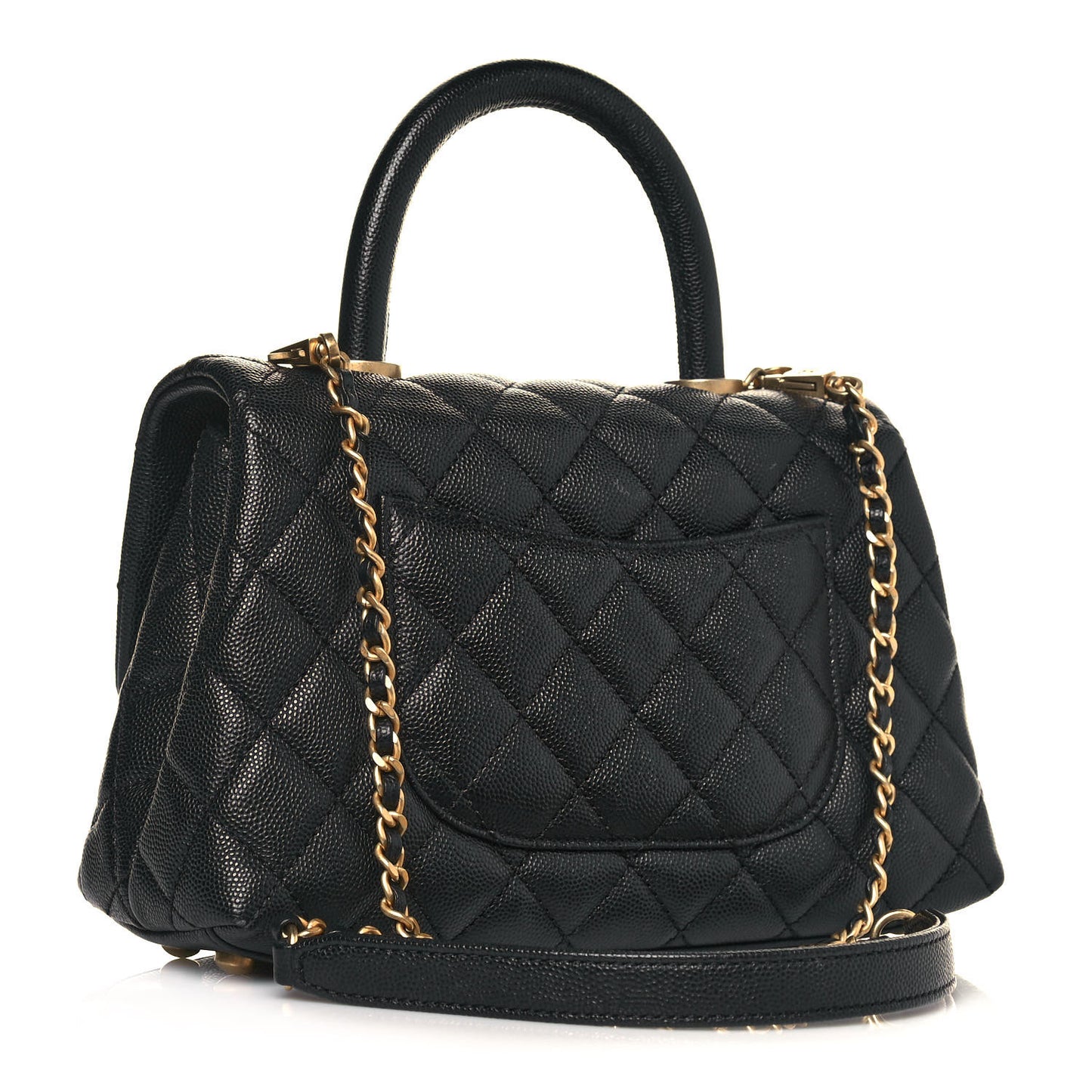 Caviar Quilted Mini Coco Handle Flap Black