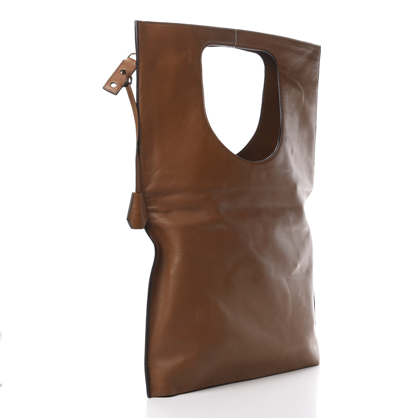 Ramskin Large Alix Padlock Zip Shoulder Bag Brown