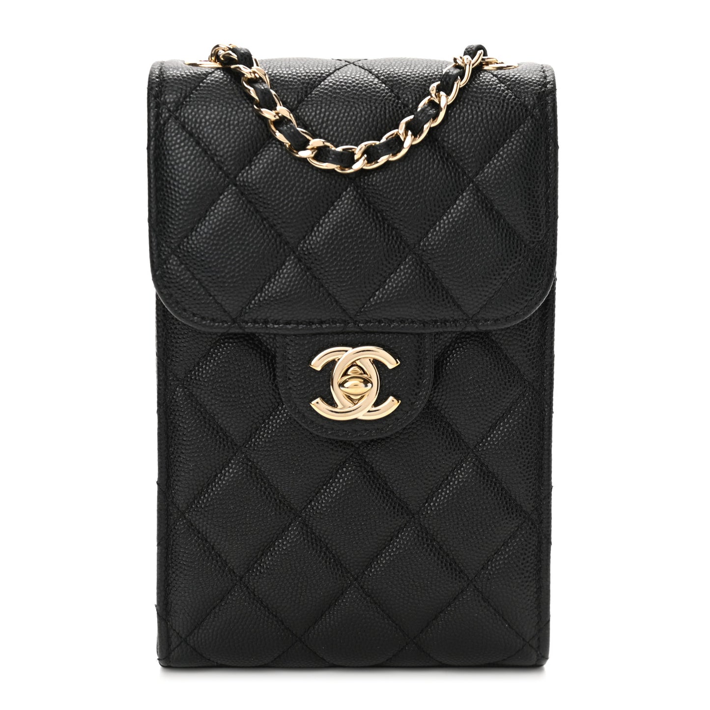 Caviar Quilted Classic Phone Holder Black