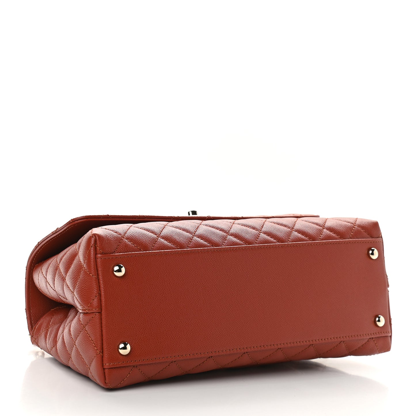 Caviar Quilted Small Coco Handle Flap Brown