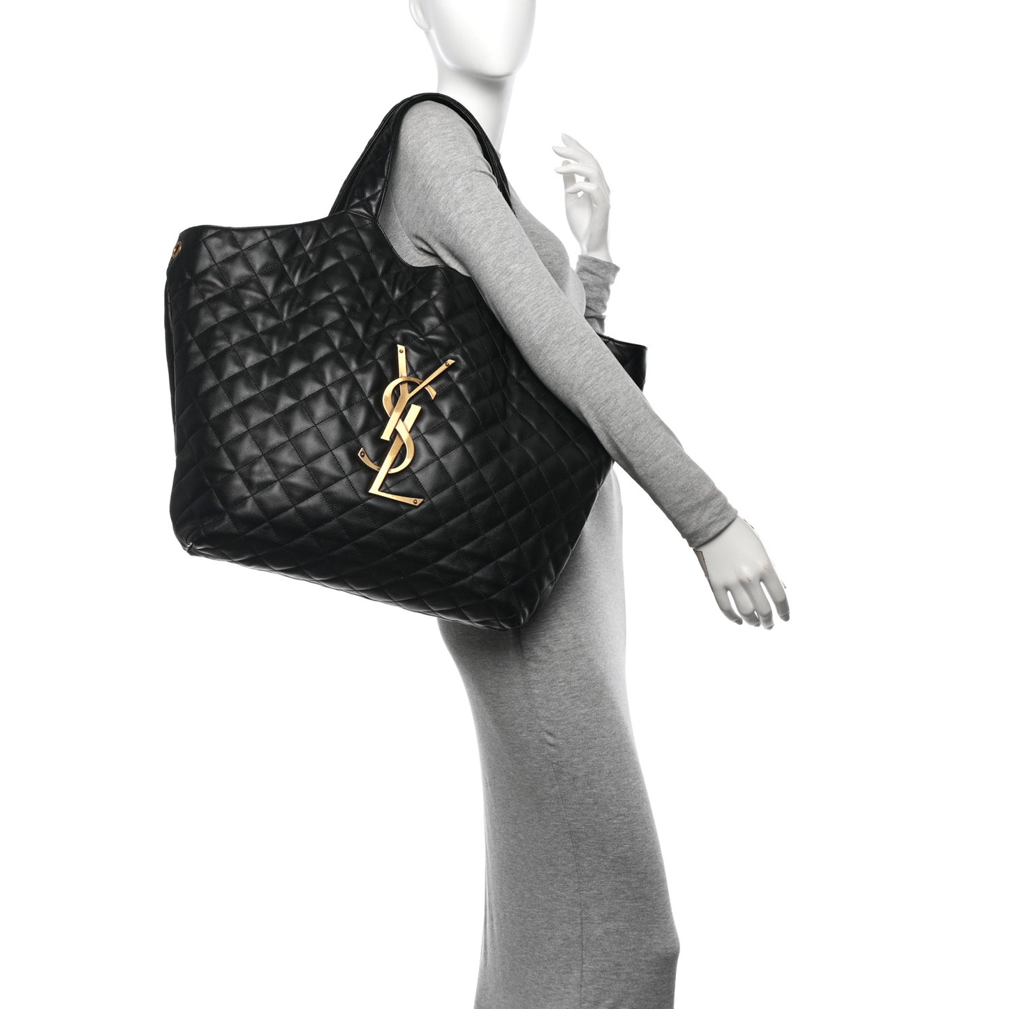 Lambskin Quilted Maxi Icare Shopping Tote Black