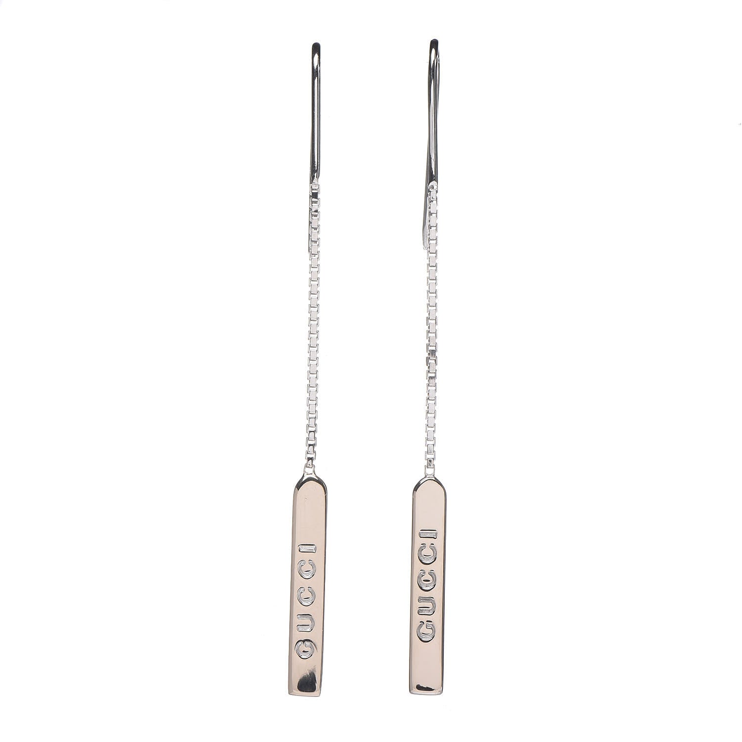 Gucci 18K White Gold Bar Drop Earrings 1 of 4