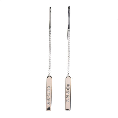 Gucci 18K White Gold Bar Drop Earrings 1 of 4