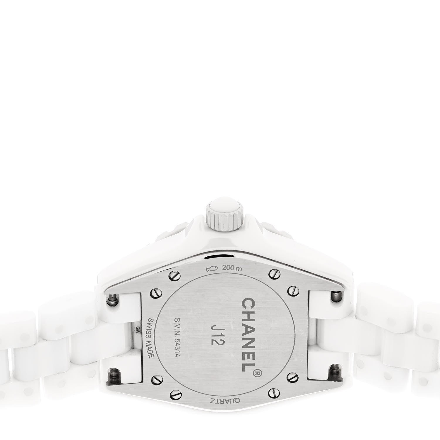 Chanel Stainless Steel Ceramic Diamond 33mm J12 Quartz Watch White 4 of 5