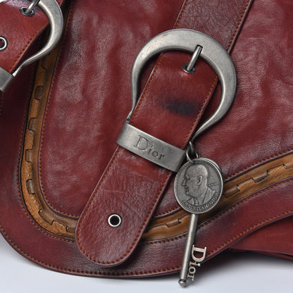Christian Dior Calfskin Medium Gaucho Double Saddle Bag Red 8 of 13