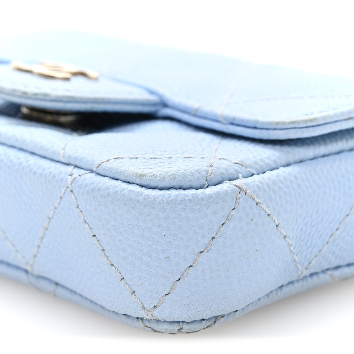 Chanel Caviar Quilted Mini Chain Belt Bag Light Blue 11 of 12