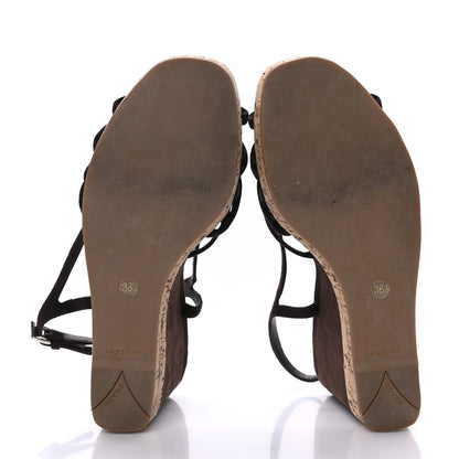 Prada Suede Cork Wedge Sandals 36.5 Brown 5 of 8
