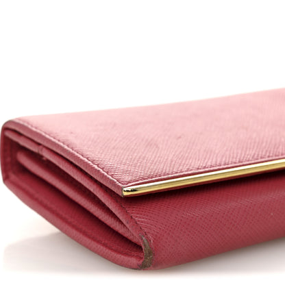Prada Saffiano Metal Continental Flap Wallet Peonia 7 of 10