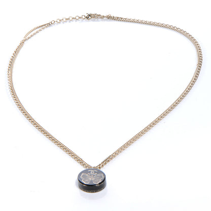 Chanel Crystal Resin Butterfly CC Pendant Necklace Black Gold 3 of 5
