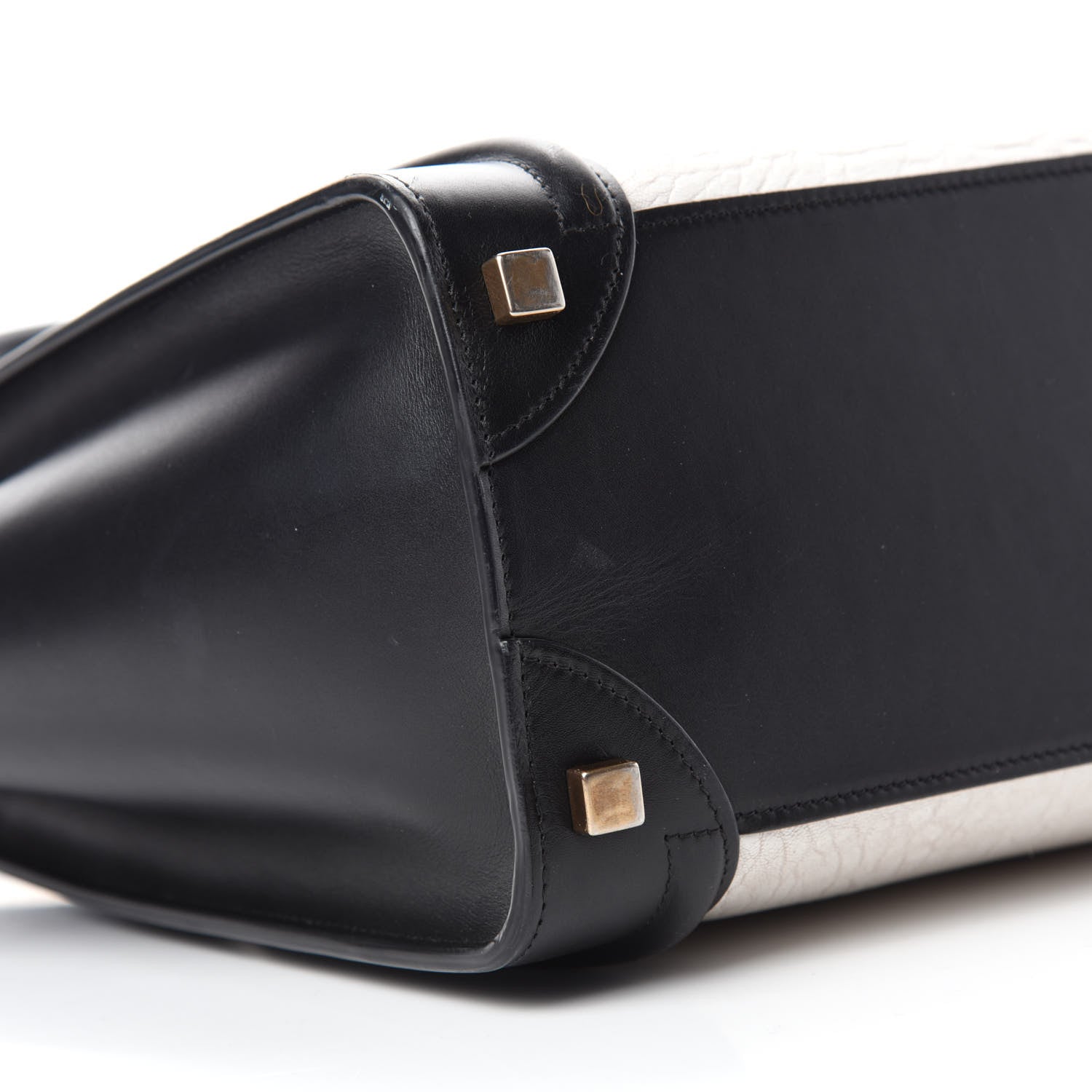 Celine Shrunken Lambskin Micro Bi-Color Luggage Black White 6 of 11