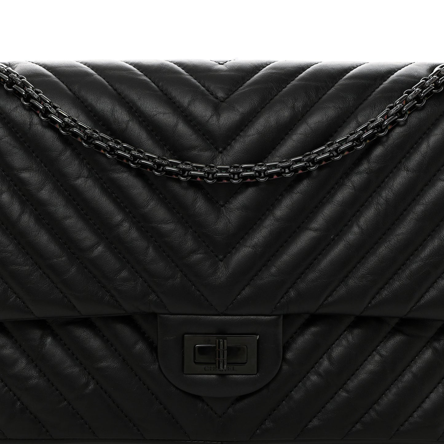 Aged Calfskin Chevron Quilted 2.55 Reissue 226 So Black