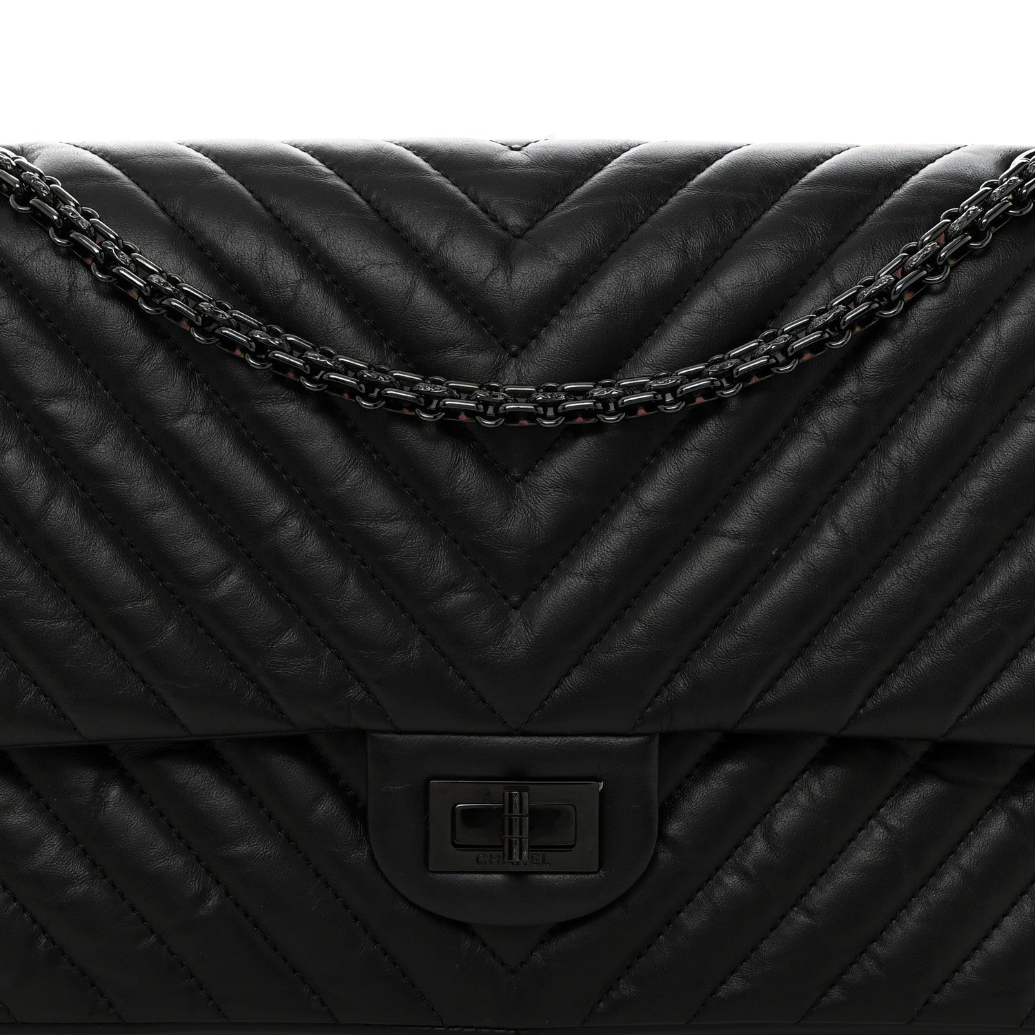 Chanel Aged Calfskin Chevron Quilted 2.55 Reissue 226 So Black 8 of 10
