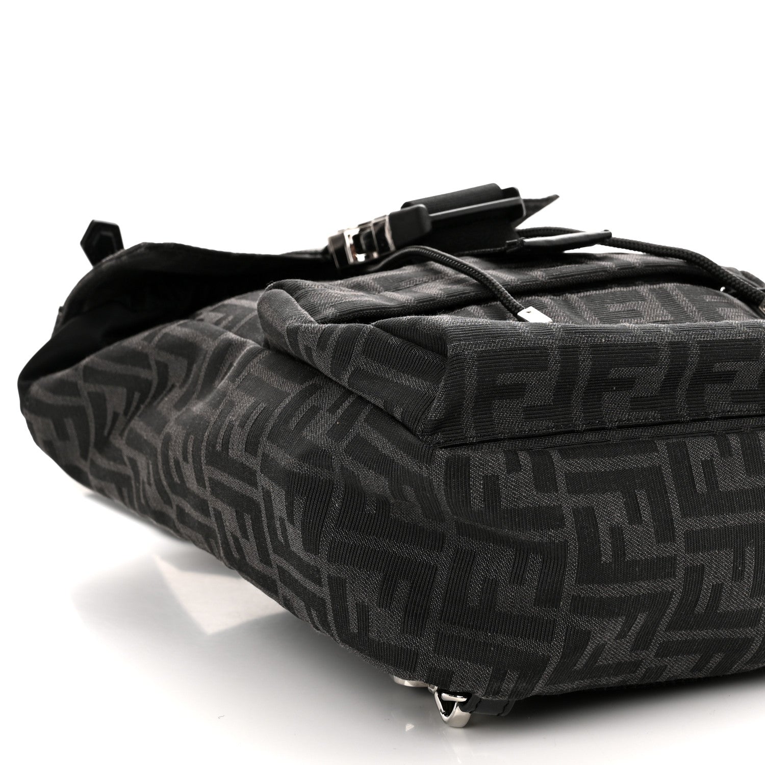 Fendi Recycled Fabric Jacquard Vitello Astro FF 1974 Small Fendiness Backpack Asfalto Black 8 of 9