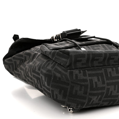 Fendi Recycled Fabric Jacquard Vitello Astro FF 1974 Small Fendiness Backpack Asfalto Black 8 of 9