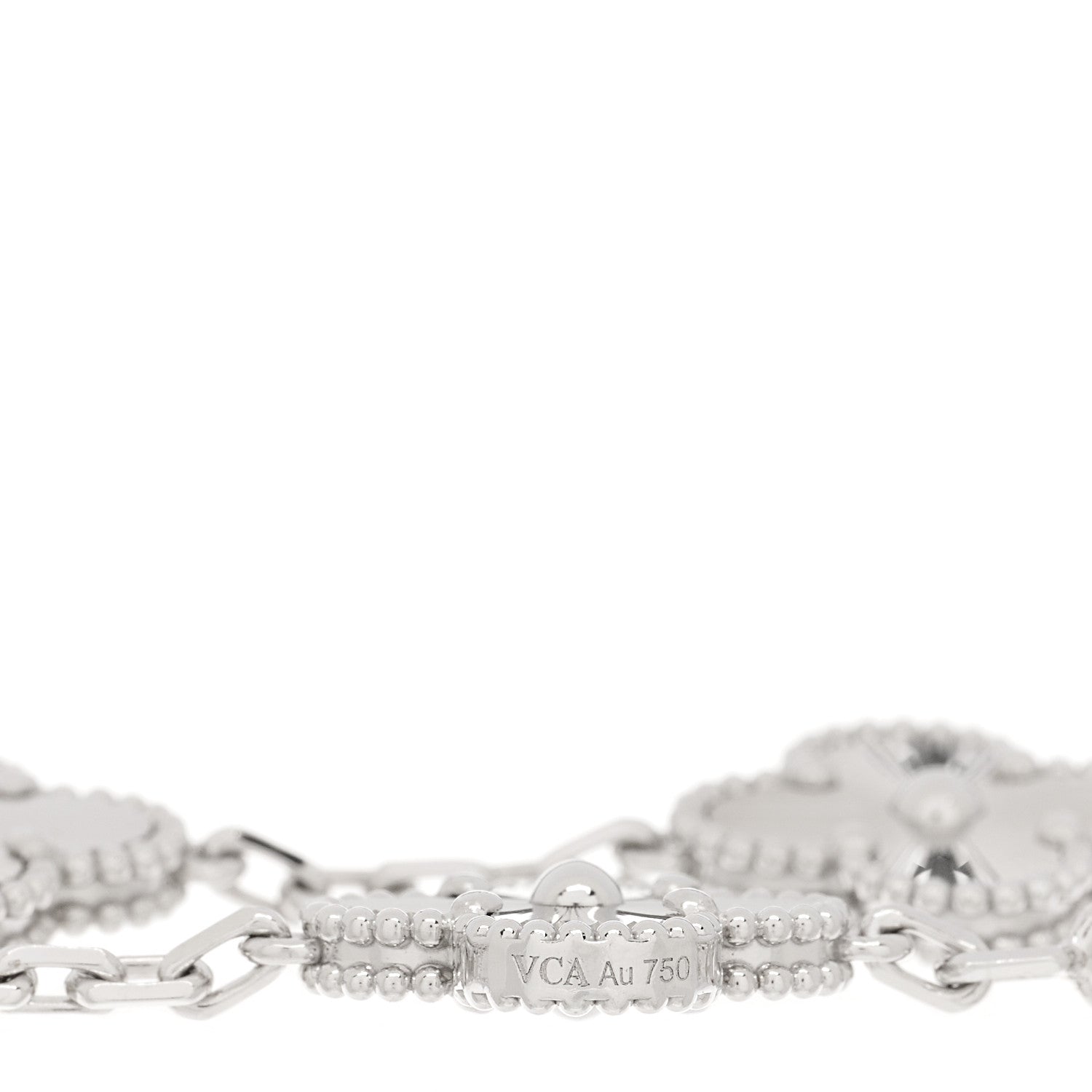 Van Cleef & Arpels 18K White Gold 5 Motifs Guilloche Vintage Alhambra Bracelet 4 of 5