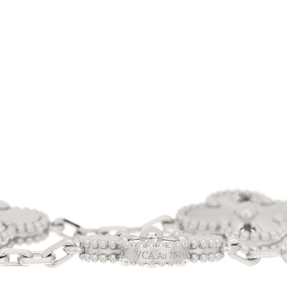 Van Cleef & Arpels 18K White Gold 5 Motifs Guilloche Vintage Alhambra Bracelet 4 of 5