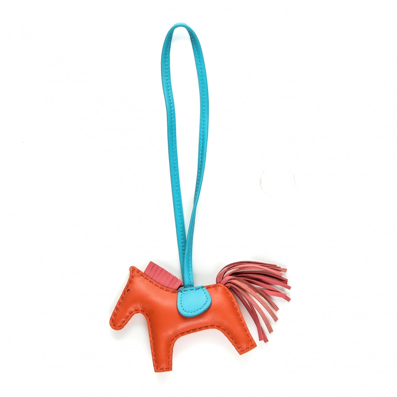 Hermes Milo Lambskin Grigri Rodeo Horse Bag Charm PM Orange Poppy Rose Azalee Bleu Azteque 1 of 3