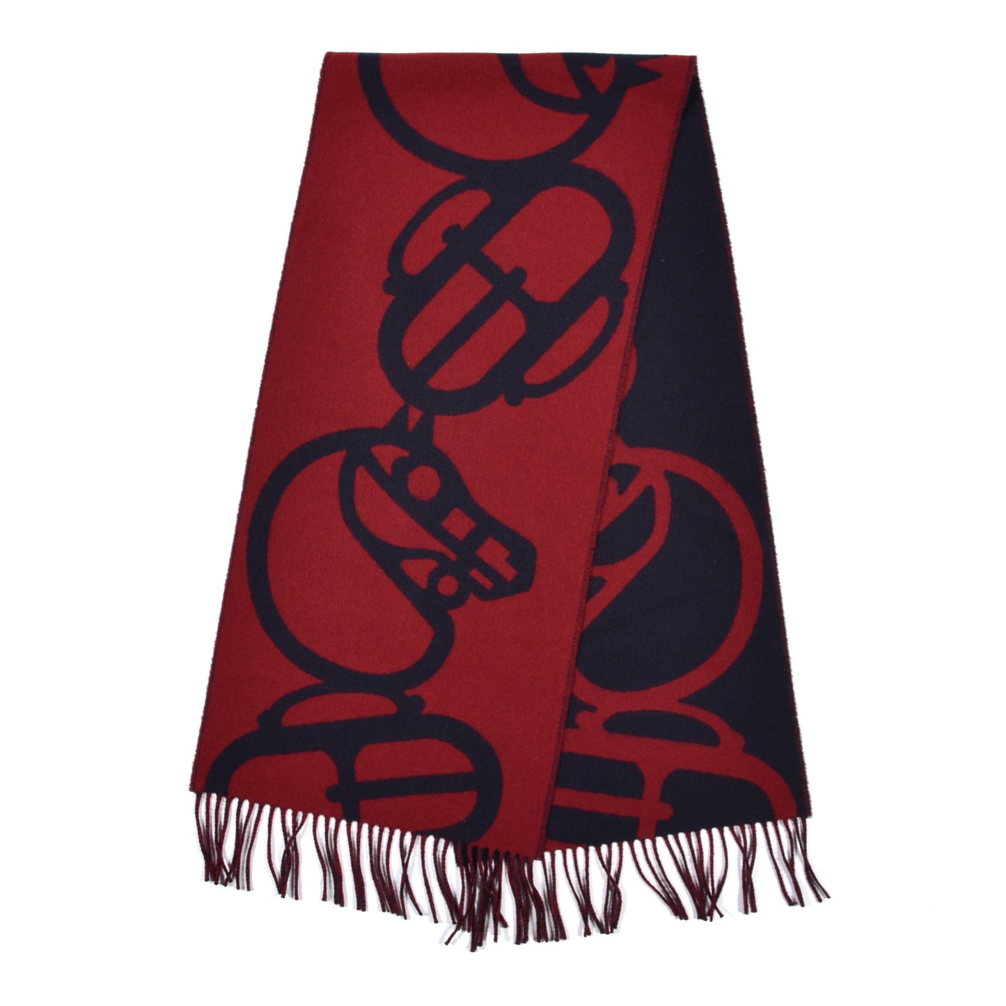 Cashmere Boucles et Camails Muffler Marine Bordeaux