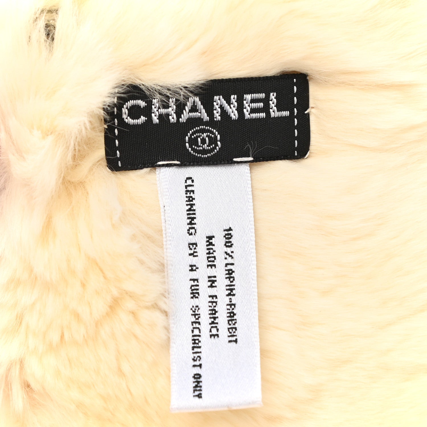 Chanel Lapin Rabbit Fur CC Bracelet White Black 4 of 5