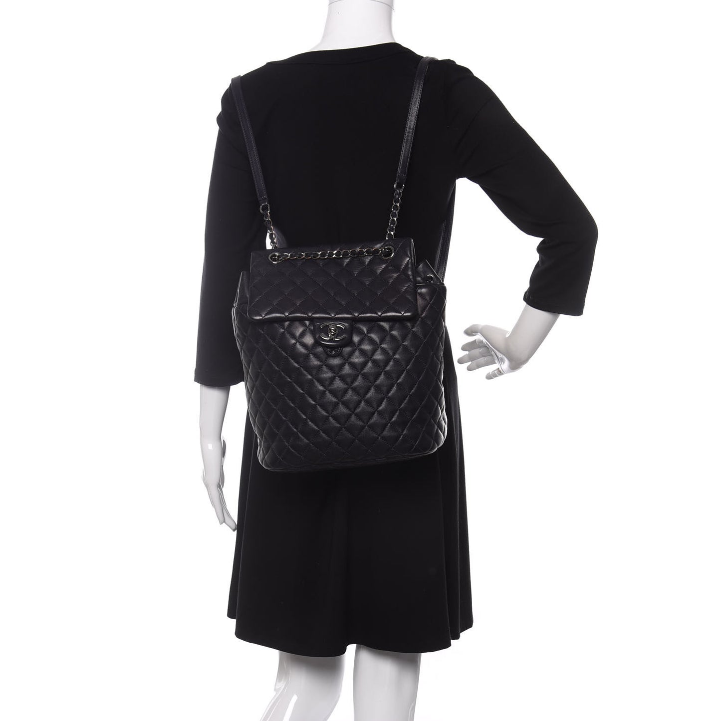 Calfskin Quilted Large Urban Spirit Backpack Navy Blue