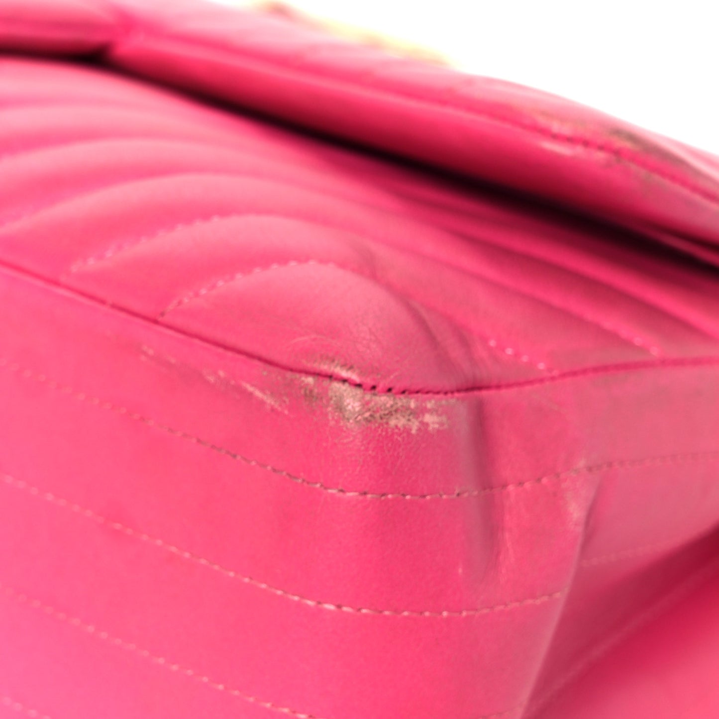 Lambskin Chevron Quilted Jumbo Double Flap Dark Pink