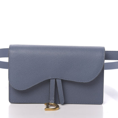Christian Dior Grained Calfskin Saddle Belt Clutch Denim Blue 10 of 11