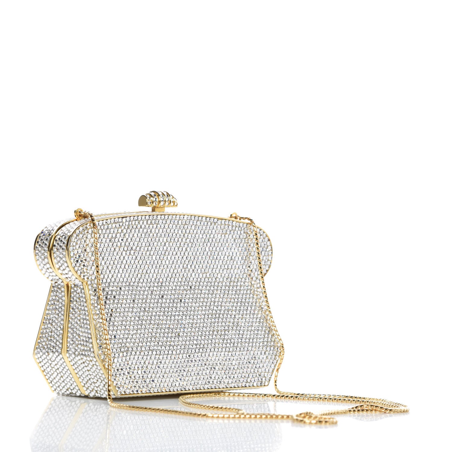 Judith Leiber Swarovski Crystal Minaudiere Clutch Silver 4 of 16