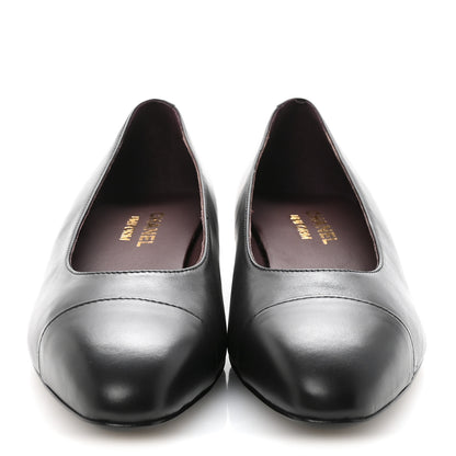 Chanel Lambskin Cap Toe Ballerina Flats 38.5 Black 3 of 10