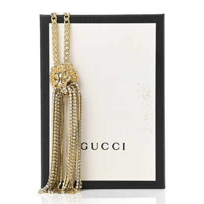 Gucci Metal Crystal Fringe Lion Head Necklace Gold 7 of 7