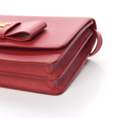 Prada Saffiano Fiocco Bow Flap Wallet Fuoco 6 of 10